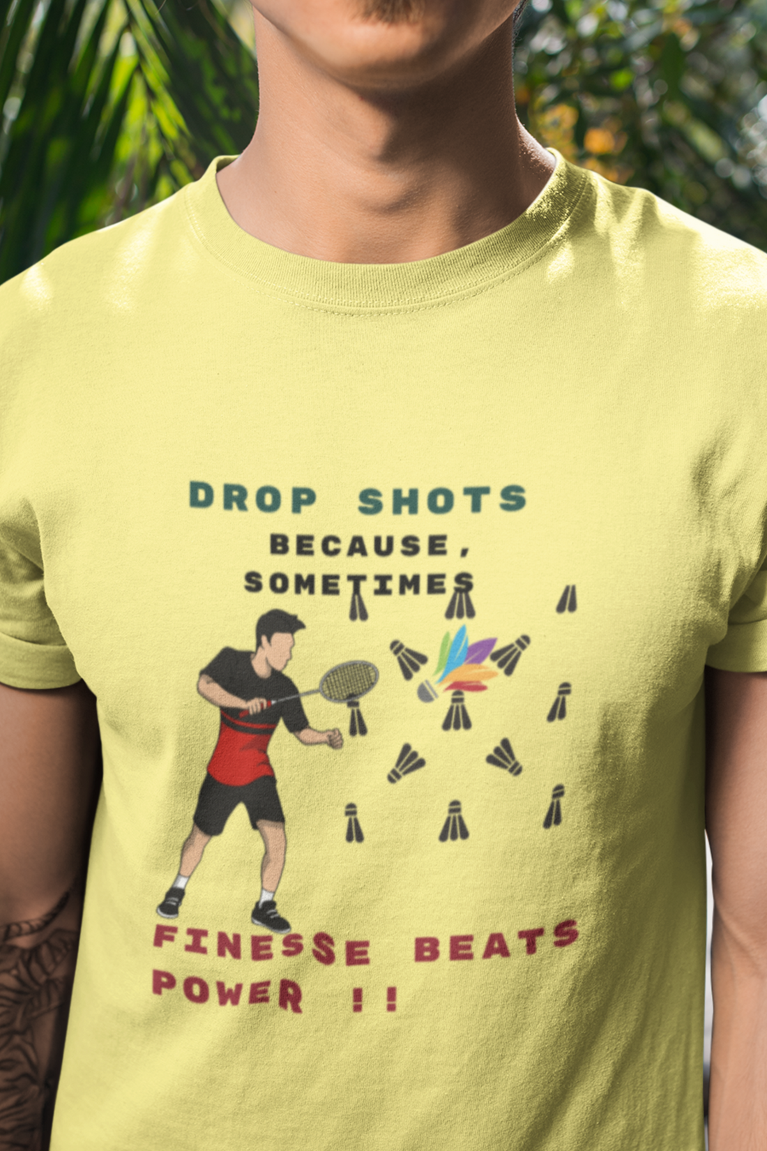Round Neck Half  sleeves Tshirt with Badminton Finesse power Solstheimz
