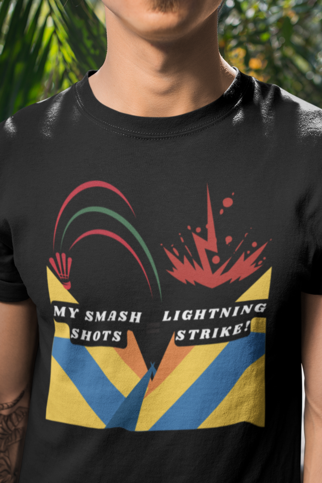 Round Neck Half Sleeves Tshirt in Lightning Strike for Dark colors