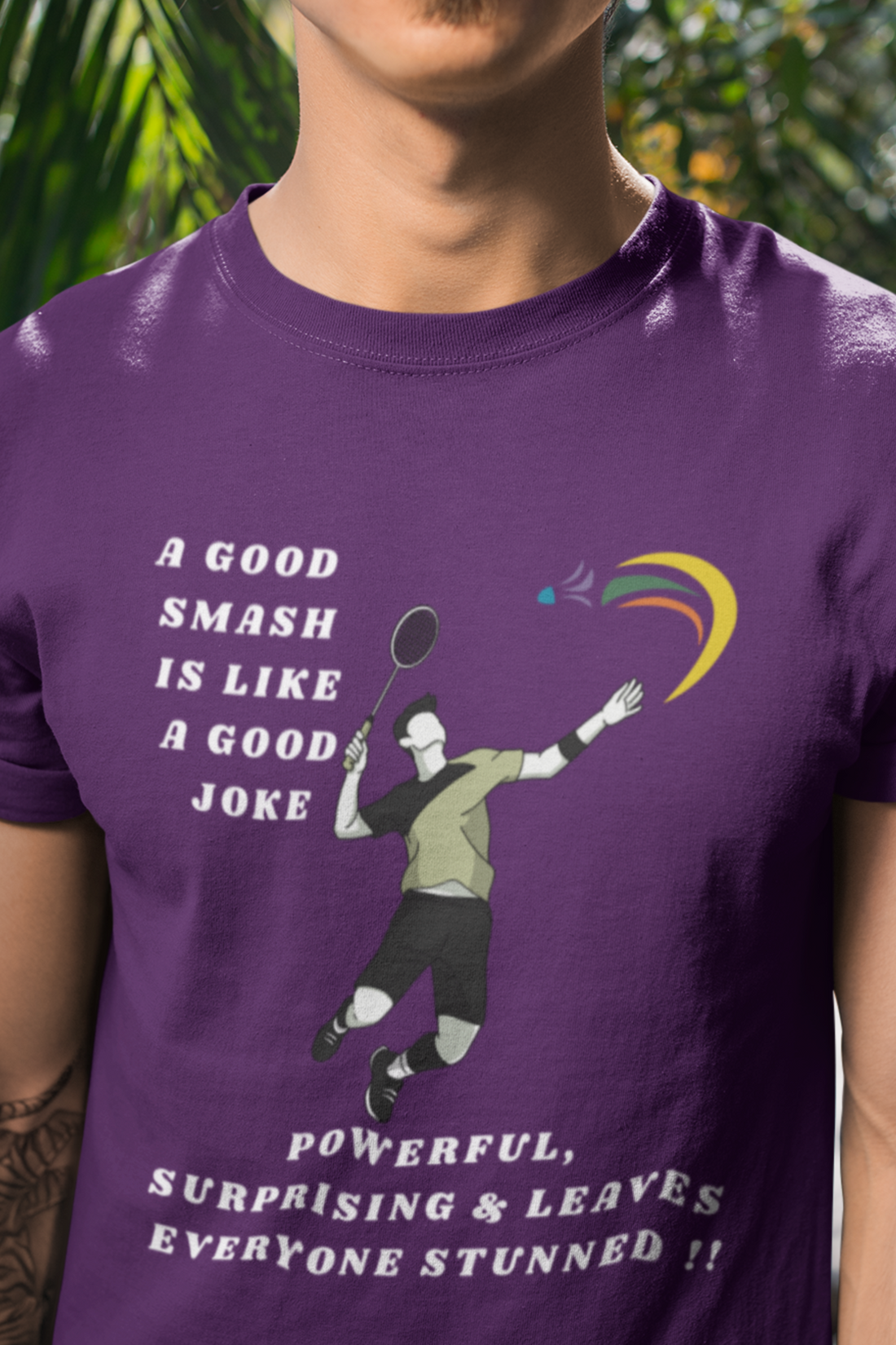 Round Neck Half Sleeves Tshirt in Powerful Smash for Dark colors
