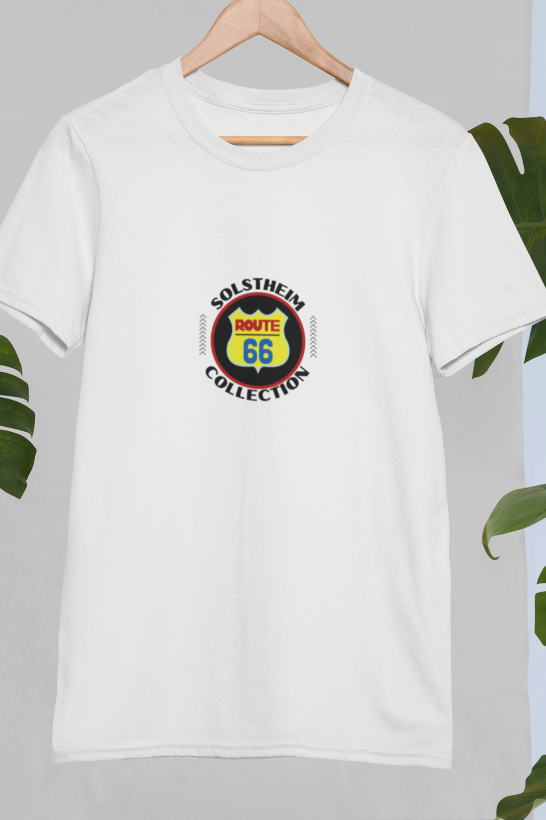 Round Neck Half Sleeves T-Shirt with 66 Route Design