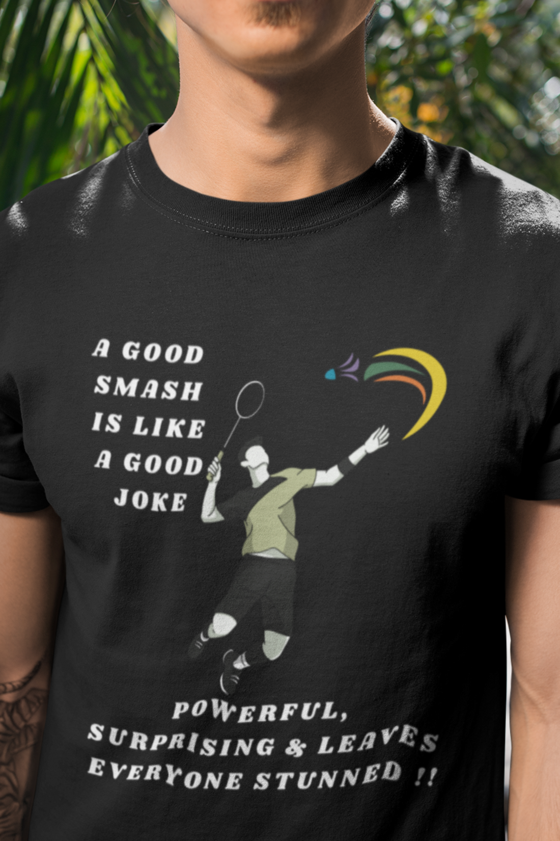 Round Neck Half Sleeves Tshirt in Powerful Smash for Dark colors