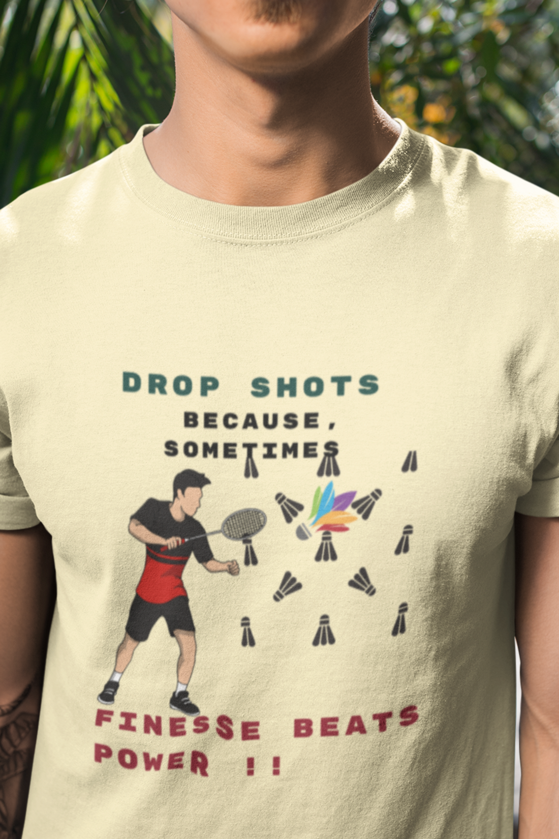 Round Neck Half  sleeves Tshirt with Badminton Finesse power Solstheimz