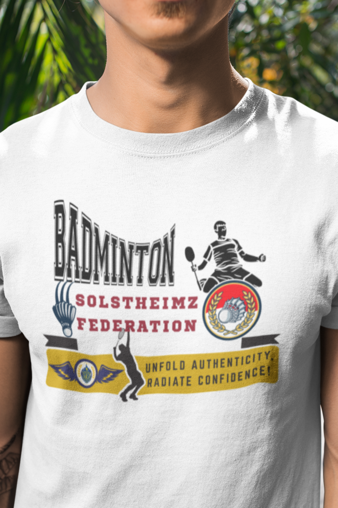 Round Neck Half  sleeves Tshirt with Badminton Solstheimz Federation