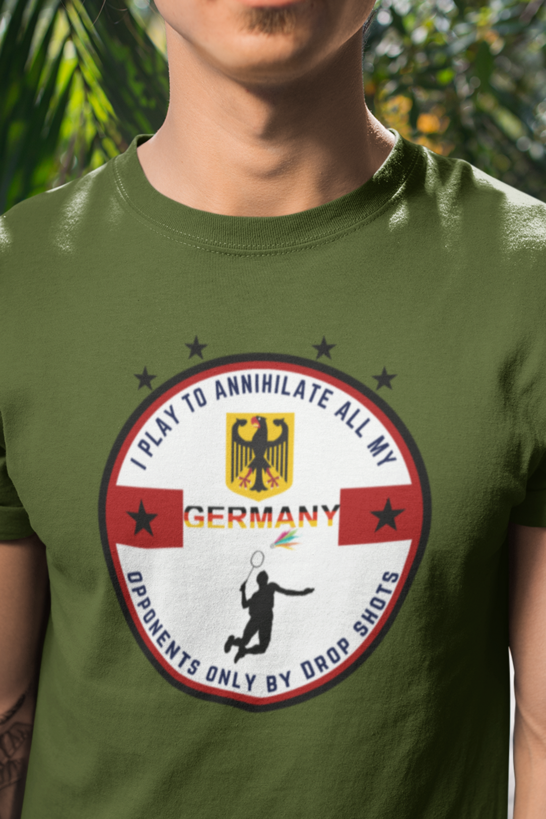 Round neck Half  sleeves Tshirt with Badminton Annihilate solstheimz