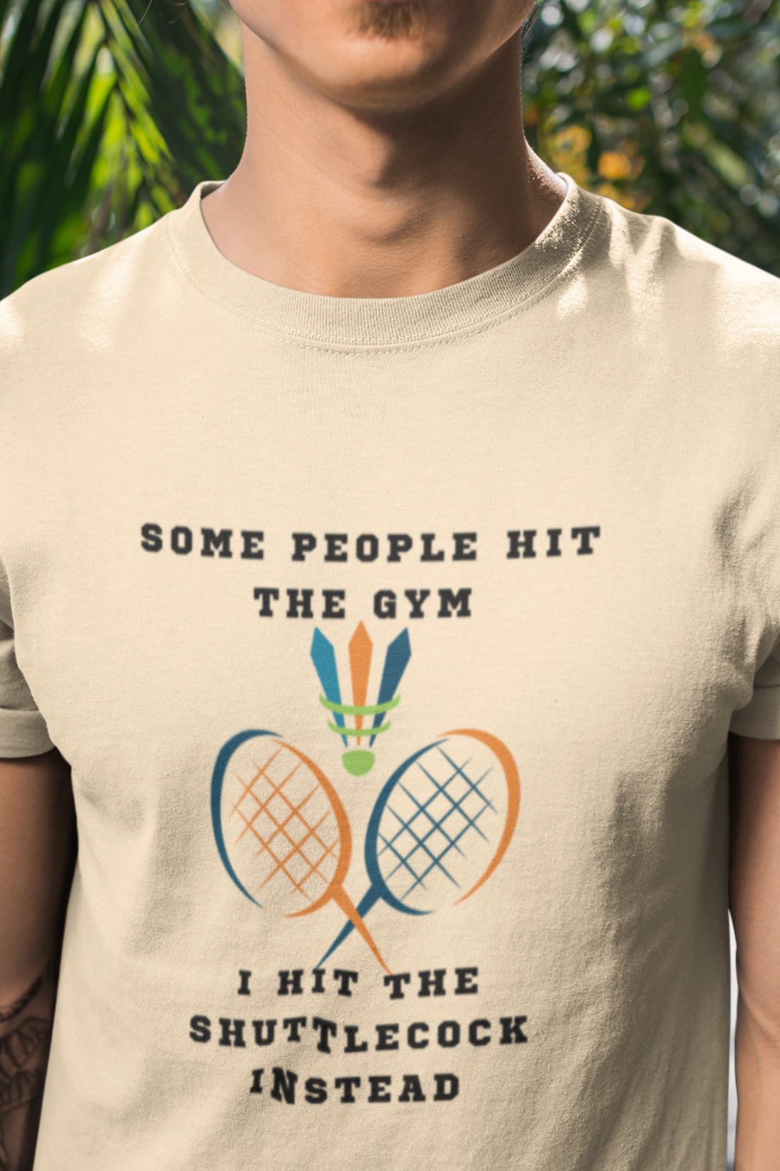 Round neck Half  sleeves Tshirt with Badminton Court Gym & shuttle Solstheimz