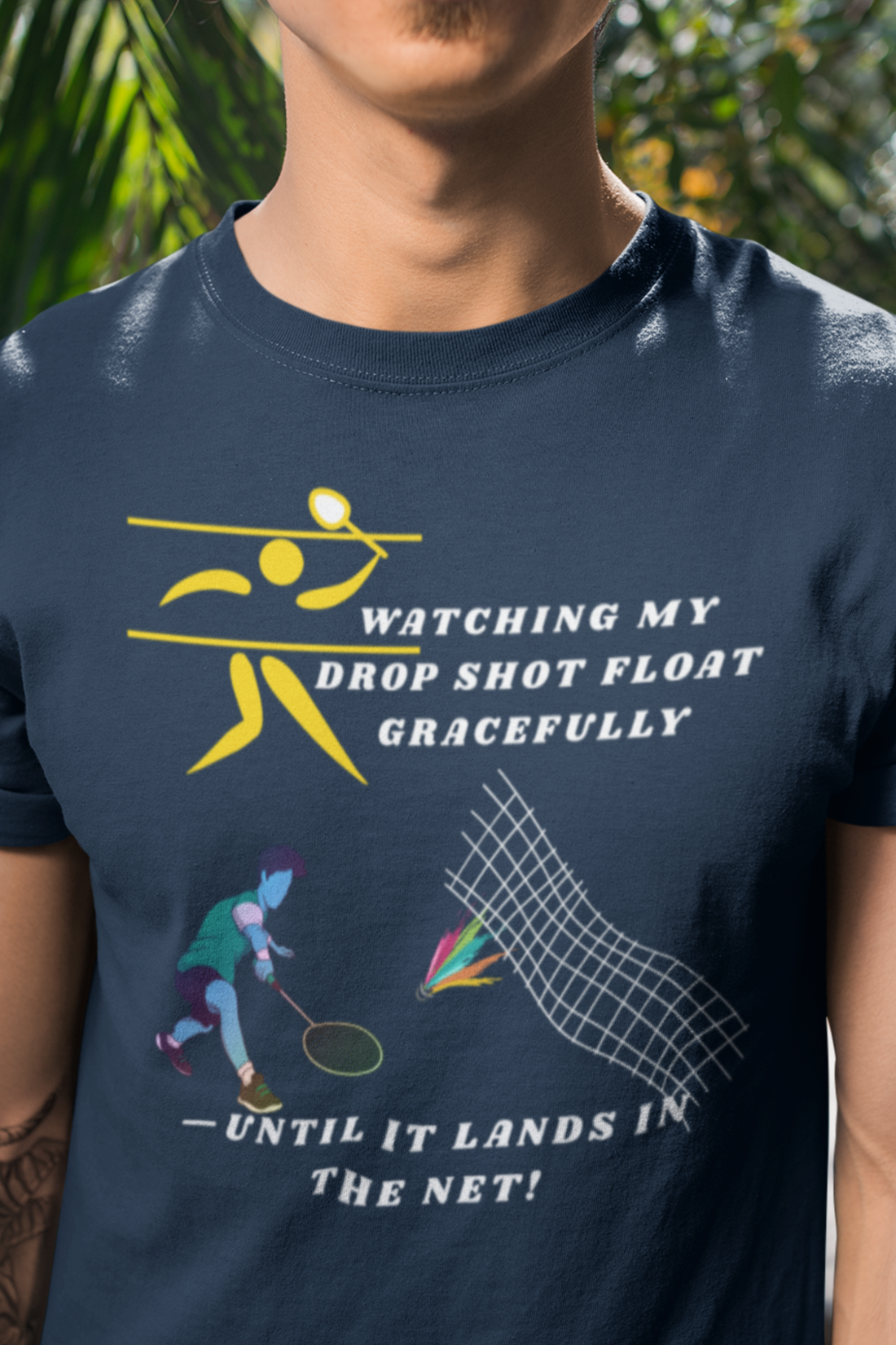 Round Neck Half Sleeves Tshirt in Dropshot Net for Dark colors