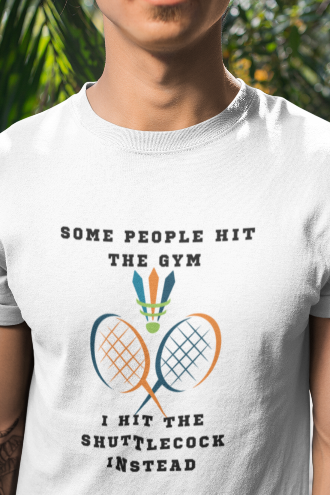 Round neck Half  sleeves Tshirt with Badminton Court Gym & shuttle Solstheimz