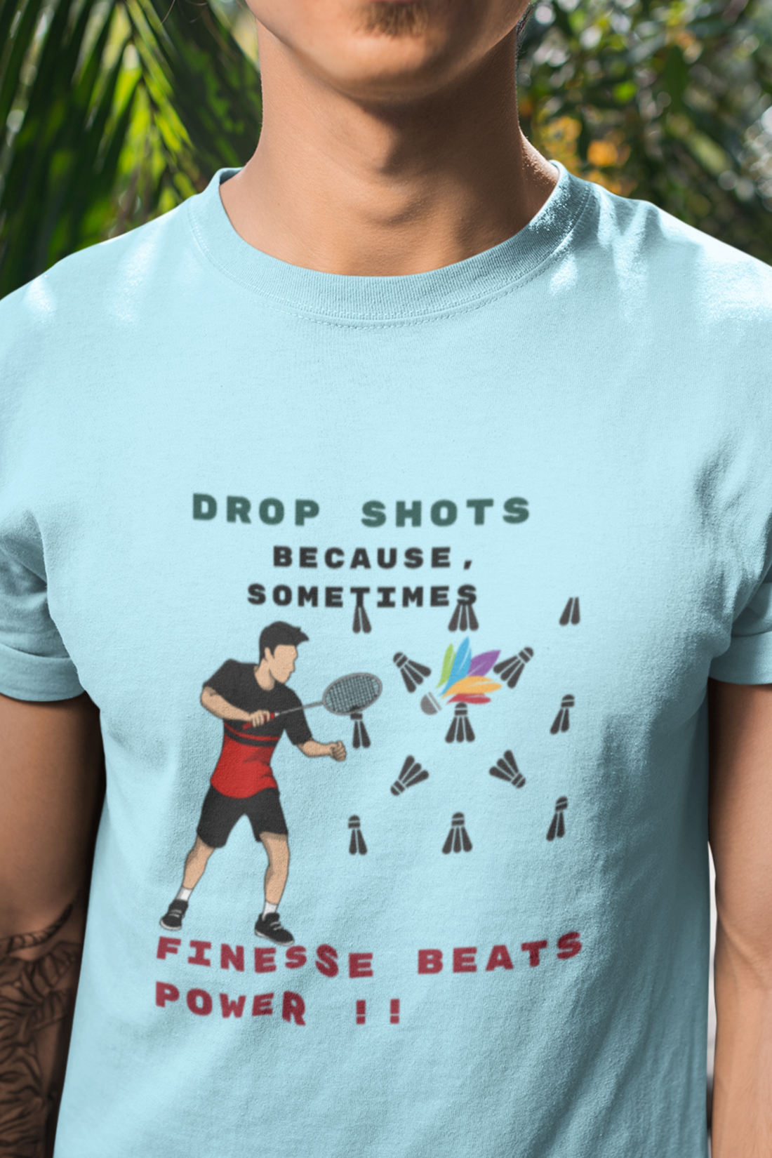 Round Neck Half  sleeves Tshirt with Badminton Finesse power Solstheimz