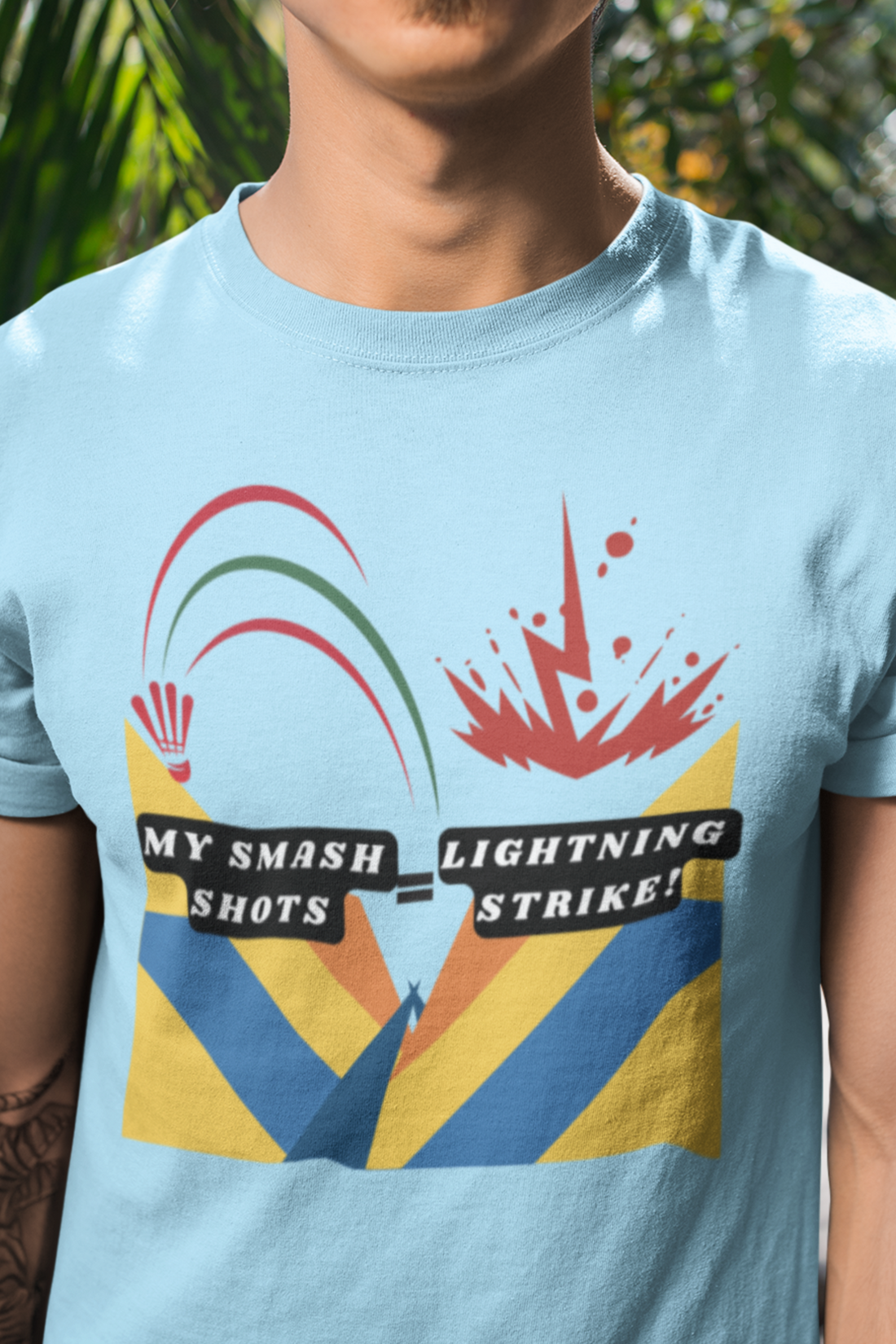 Round Neck Half Sleeves Tshirt in Lightning Strike for Dark colors