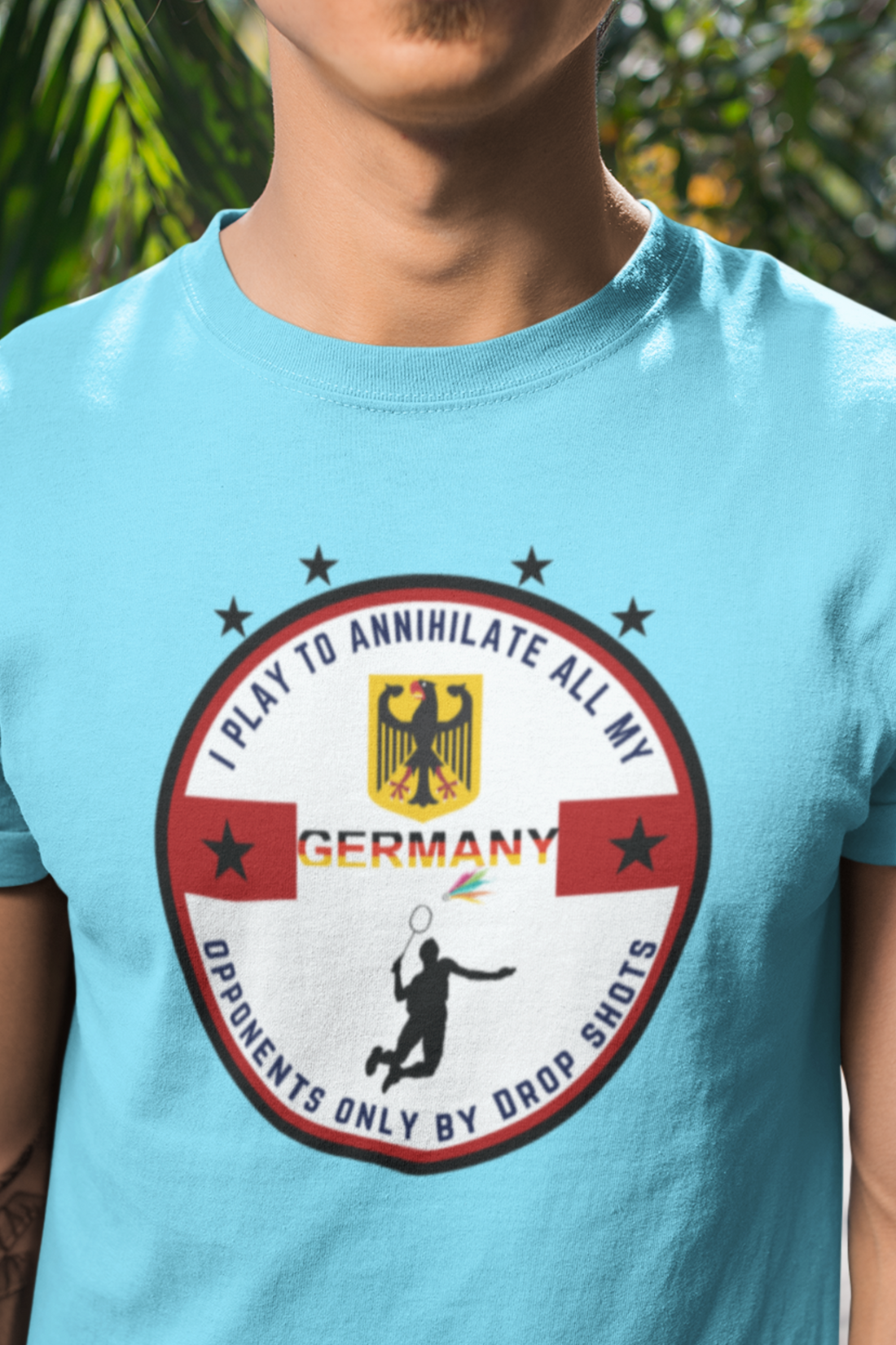 Round neck Half  sleeves Tshirt with Badminton Annihilate solstheimz