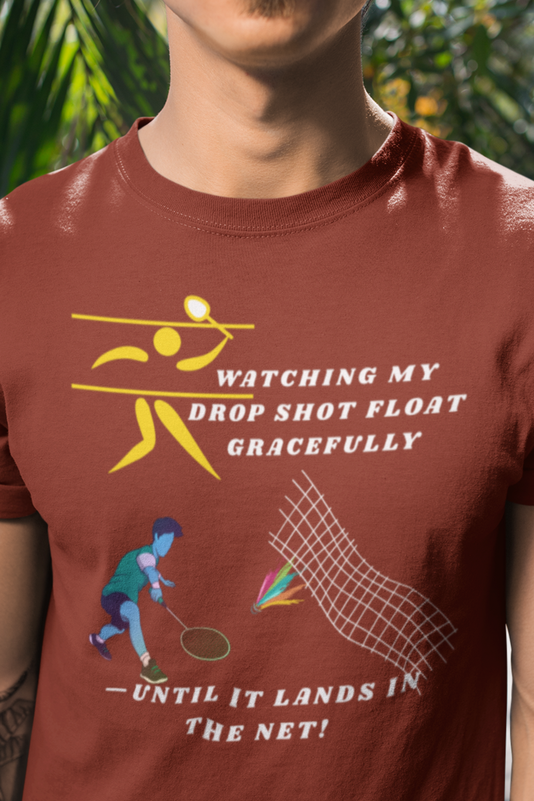Round Neck Half Sleeves Tshirt in Dropshot Net for Dark colors