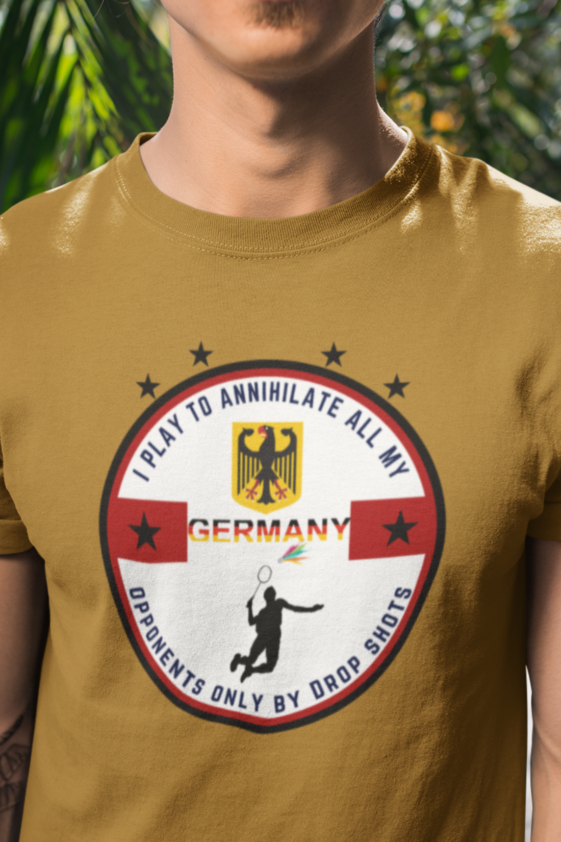 Round neck Half  sleeves Tshirt with Badminton Annihilate solstheimz
