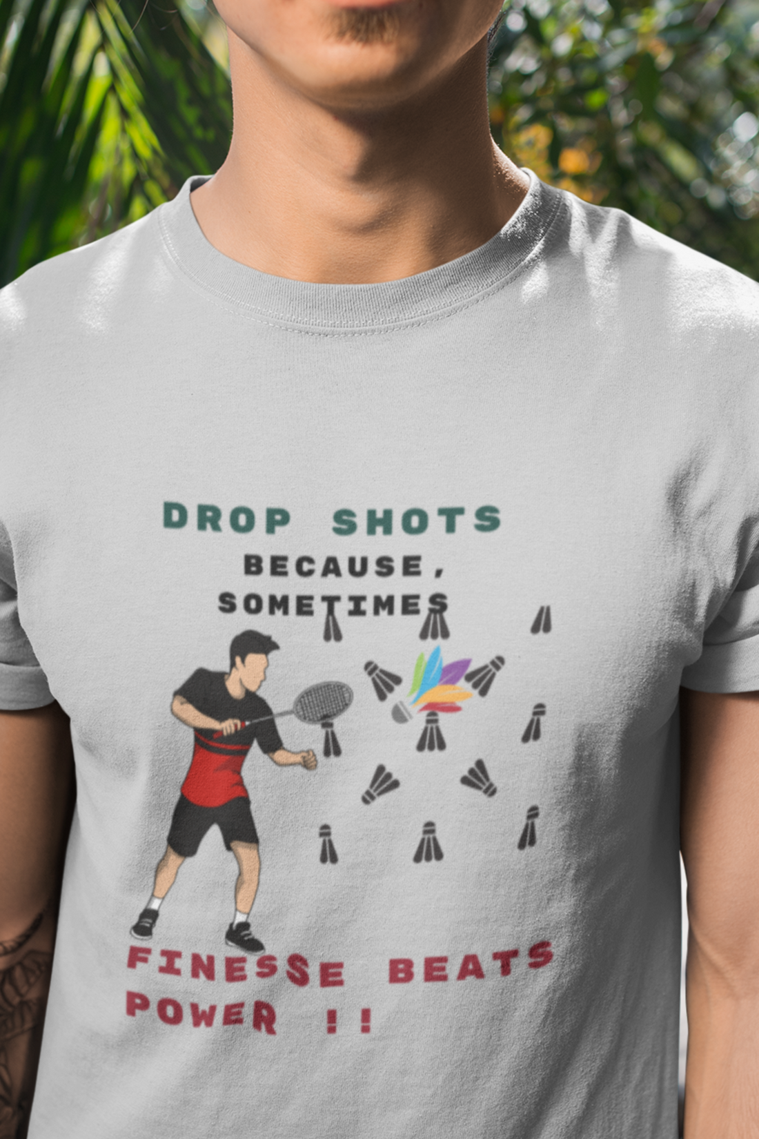 Round Neck Half  sleeves Tshirt with Badminton Finesse power Solstheimz