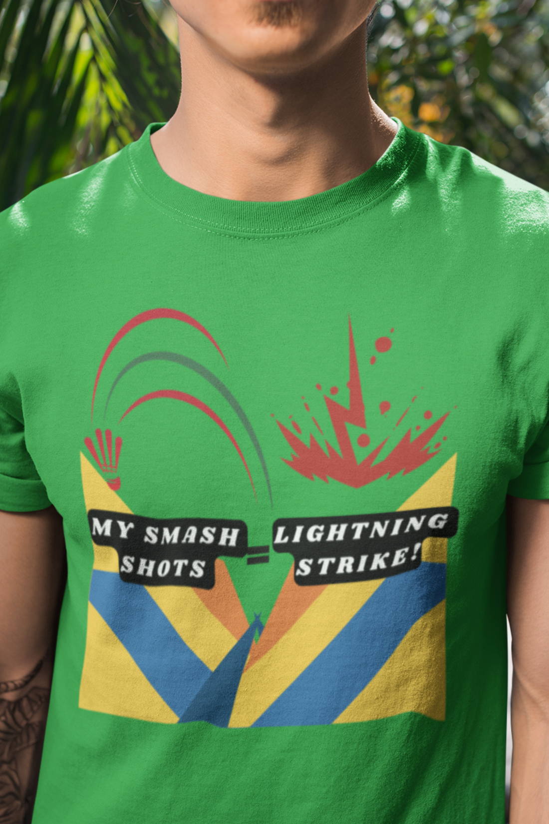 Round Neck Half Sleeves Tshirt in Lightning Strike for Dark colors