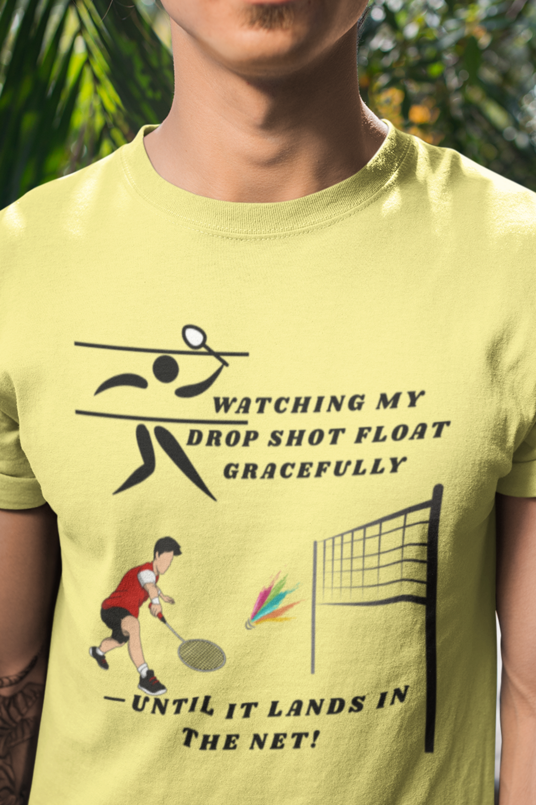 Round Neck Half  sleeves Tshirt with Badminton Powerful Smash Solstheimz