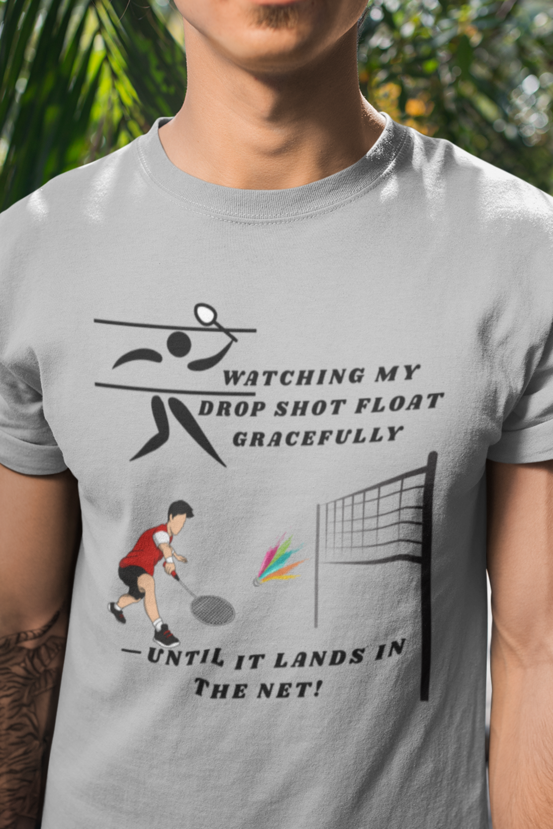 Round Neck Half  sleeves Tshirt with Badminton Powerful Smash Solstheimz