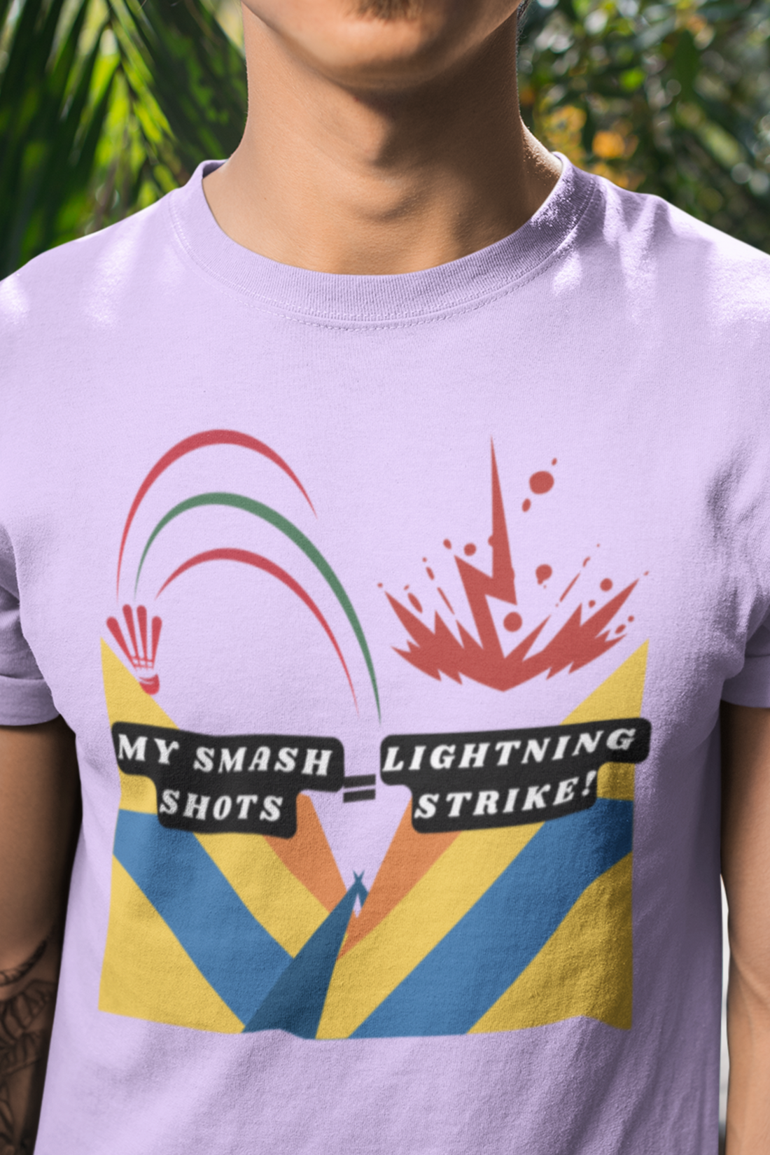 Round Neck Half Sleeves Tshirt in Lightning Strike for Dark colors