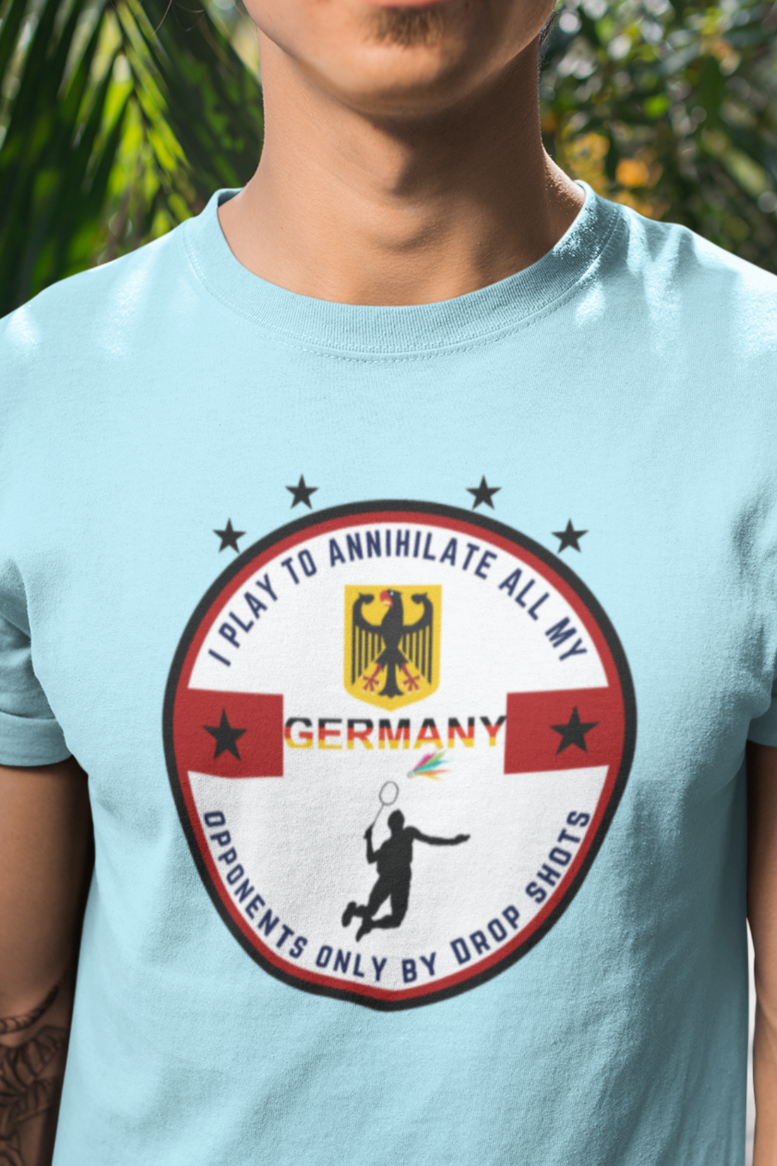 Round neck Half  sleeves Tshirt with Badminton Annihilate solstheimz